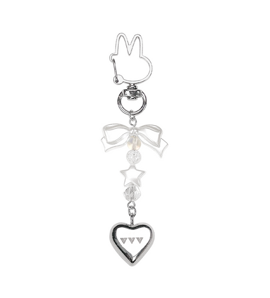 [VVV] Pearl Ribbon Heart Logo Keyring