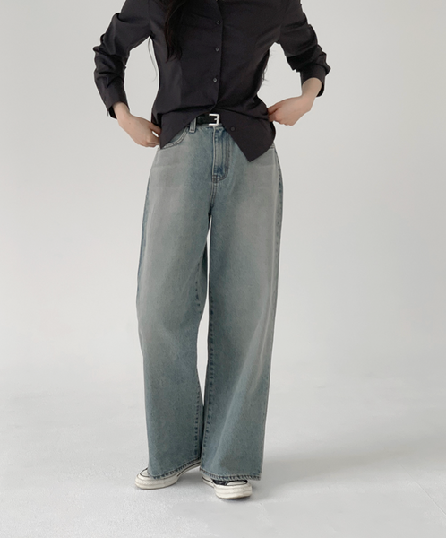 [SLOWAND] # SLOWMADE More Wide Vintage Medium Blue Denim Pants