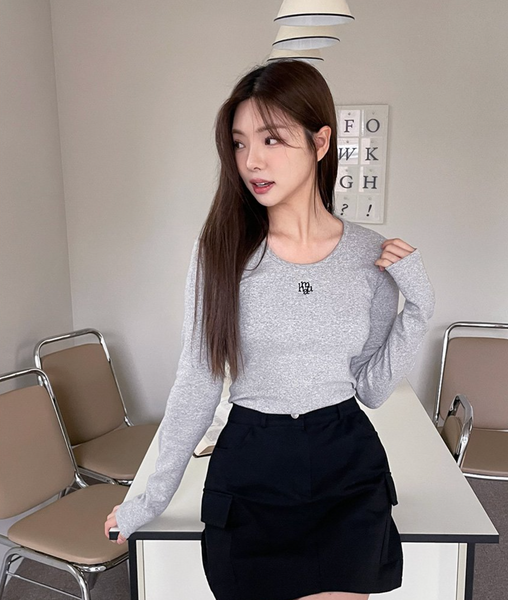 [muahmuah] Stylish Cotton Span Long Sleeve Tee