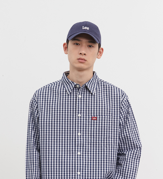 [LEE] SMALL TWITCH LOGO COTTON CURVE BALL CAP NAVY