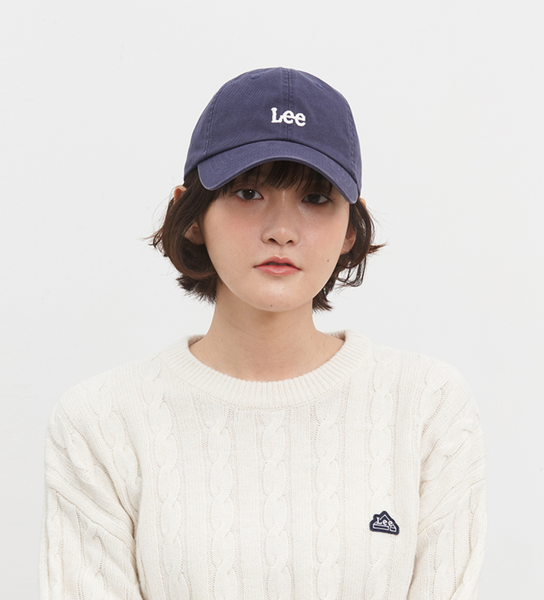 [LEE] SMALL TWITCH LOGO COTTON CURVE BALL CAP NAVY