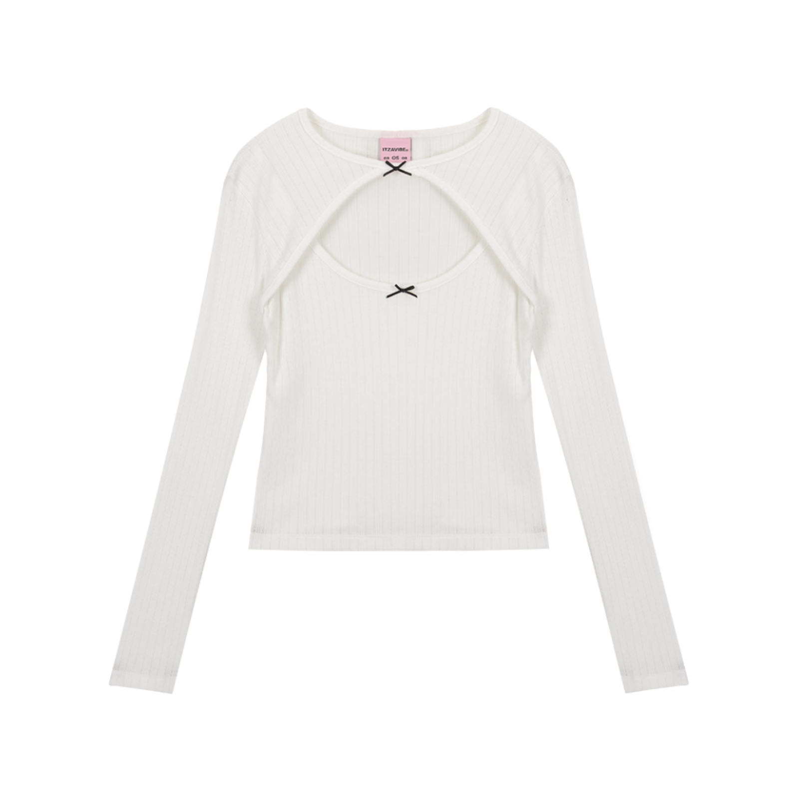 [ITZAVIBE] TWO RIBBON LONG SLEEVE - WHITE