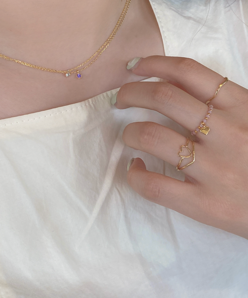 [aube n berry] Heart Pearl Beads Ring Set (5P)