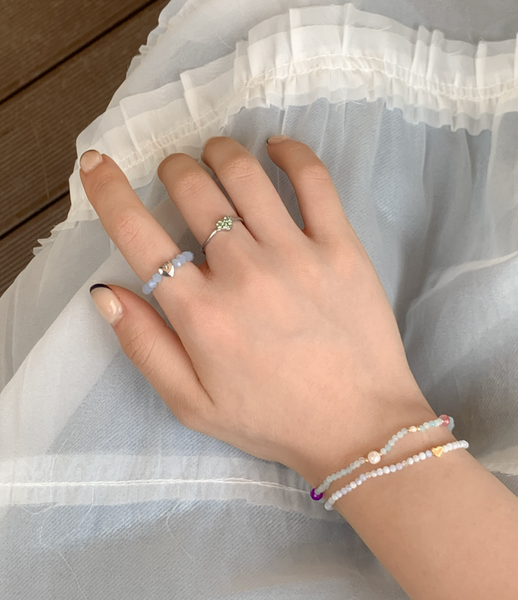 [aube n berry] K Heart Beads Ring Set (5P)