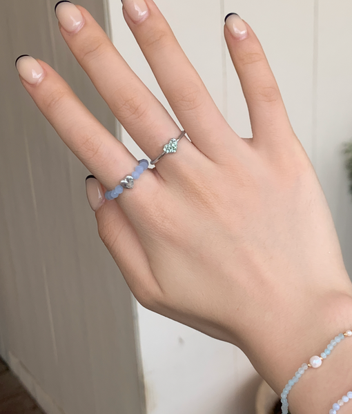 [aube n berry] K Heart Beads Ring Set (5P)