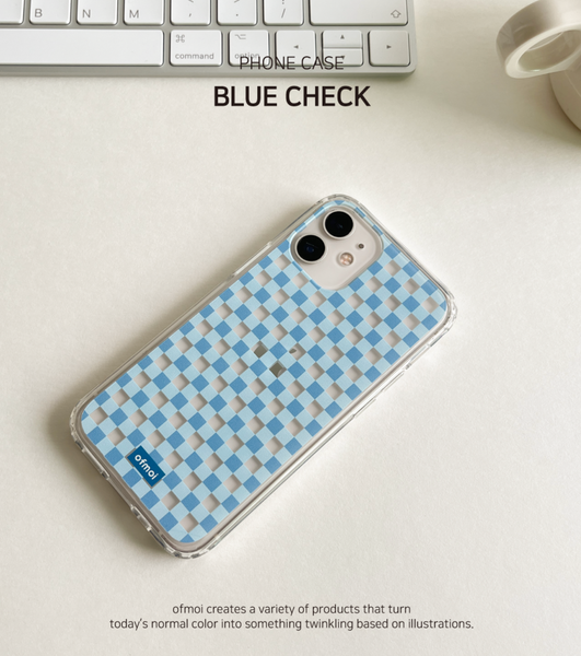 [ofmoi] Blue Check Clear Phone Case