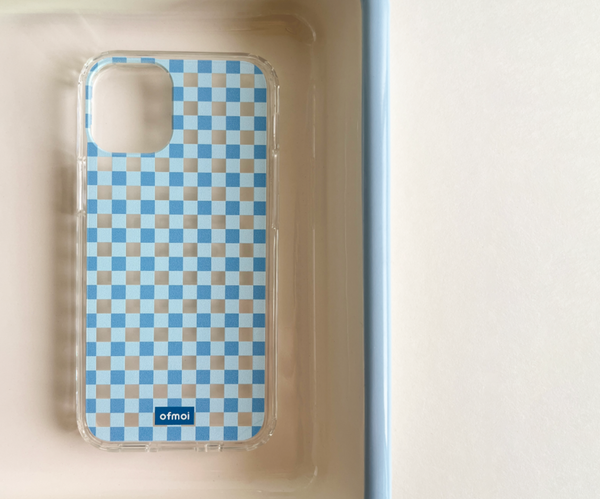 [ofmoi] Blue Check Clear Phone Case