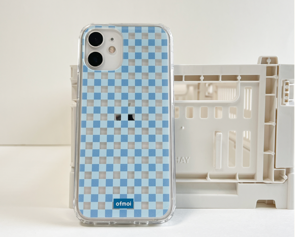 [ofmoi] Blue Check Clear Phone Case