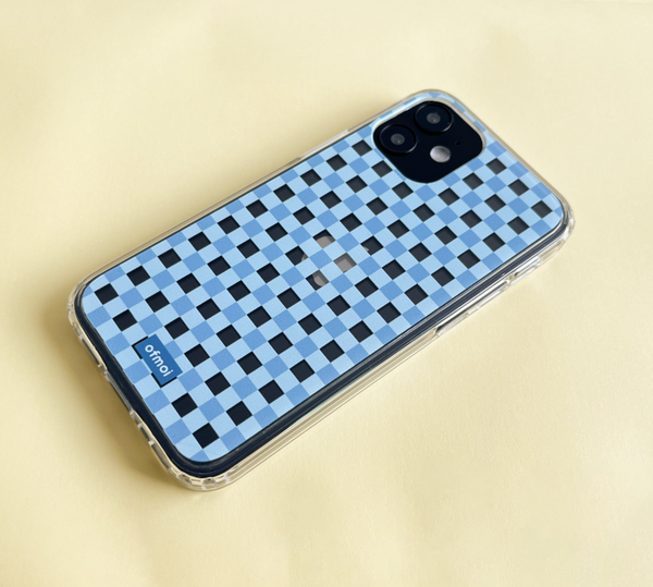 [ofmoi] Blue Check Clear Phone Case