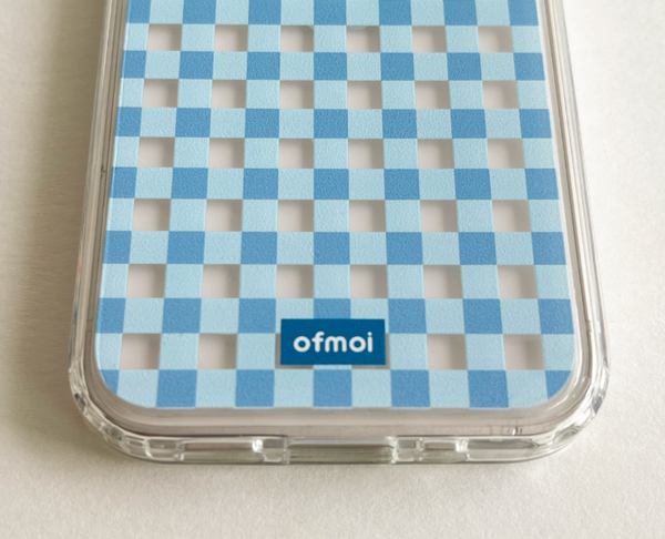 [ofmoi] Blue Check Clear Phone Case