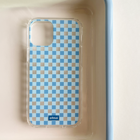 [ofmoi] Blue Check Clear Phone Case
