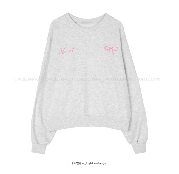 [FROM BEGINNING] Lorette Ribbon Printed Sweatshirt