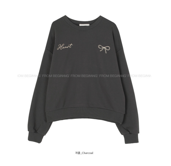 [FROM BEGINNING] Lorette Ribbon Printed Sweatshirt