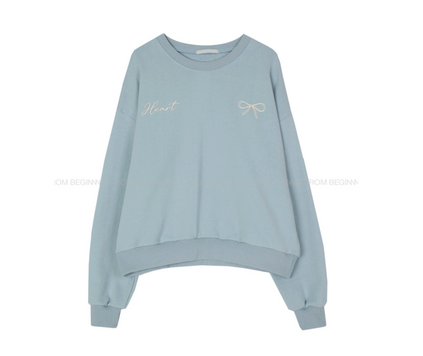 [FROM BEGINNING] Lorette Ribbon Printed Sweatshirt