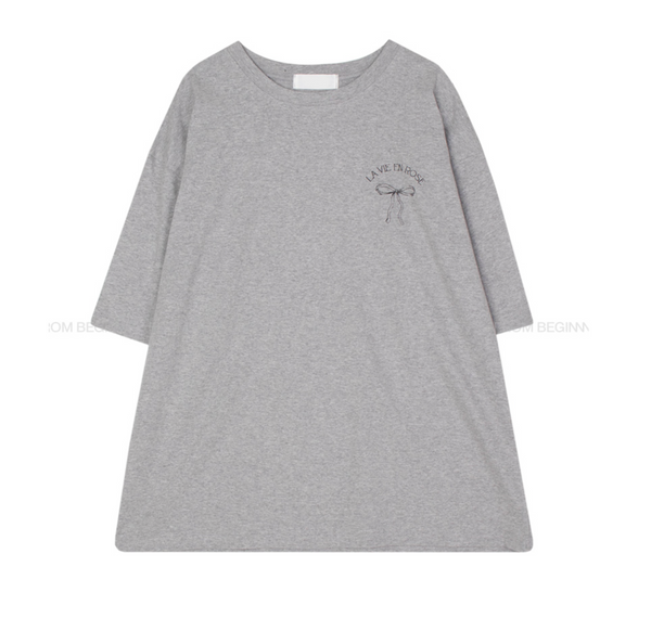 [FROM BEGINNING] Ribbon Printed T-Shirt