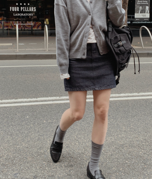 [SLOWAND] # SLOWMADE Non Fade Raw Denim Skirt