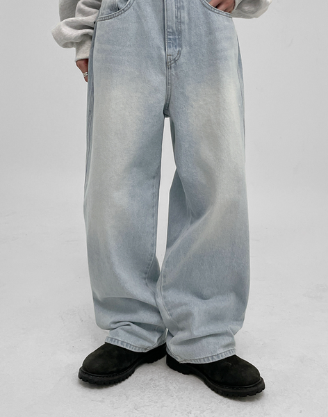 [BLACKUP] Vintage Washing Wide Denim Pants