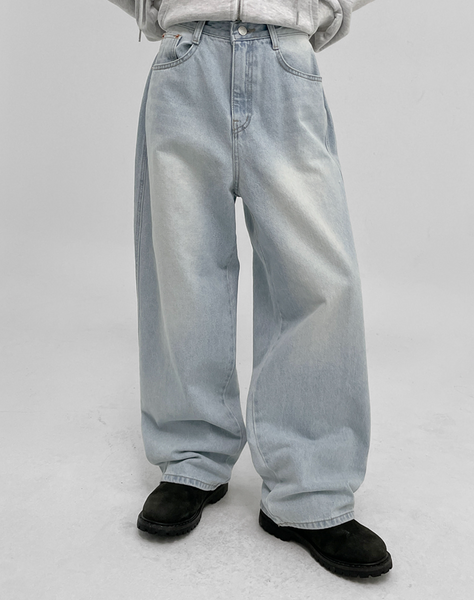 [BLACKUP] Vintage Washing Wide Denim Pants