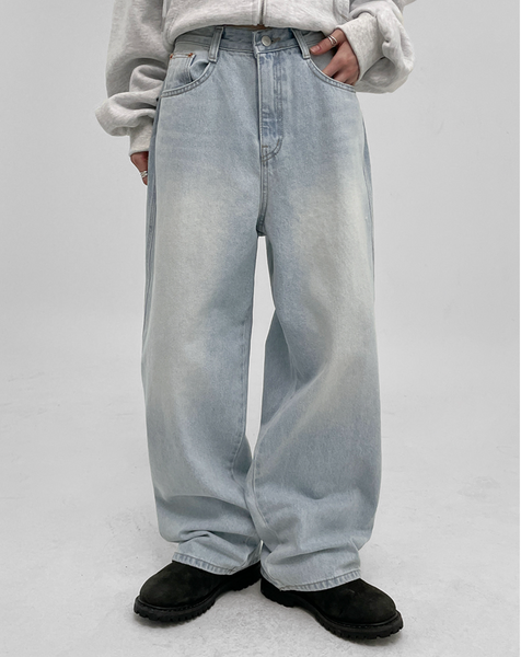 [BLACKUP] Vintage Washing Wide Denim Pants