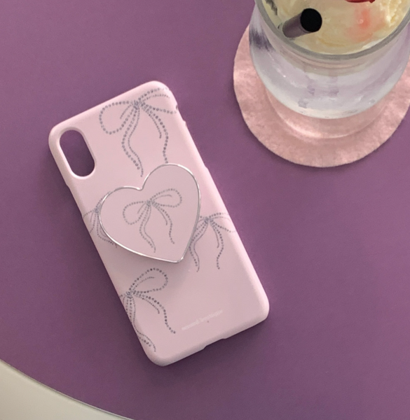 [second boutique] Twinkle Ribbon Hard Phone Case & Silver Tok Set