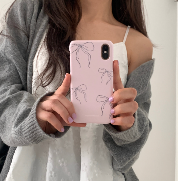 [second boutique] Twinkle Ribbon Hard Phone Case & Silver Tok Set