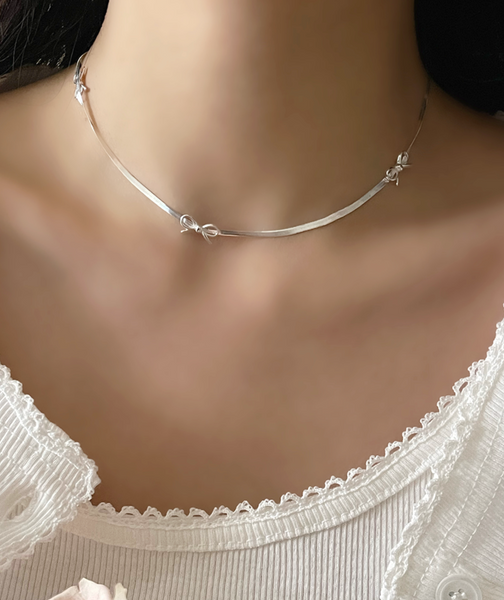 [ATTHEROOM] Silver925 Alice Ribbon Necklace