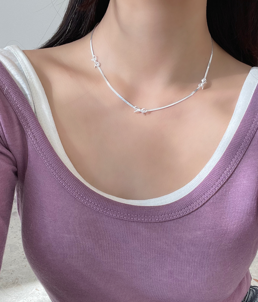 [ATTHEROOM] Silver925 Alice Ribbon Necklace