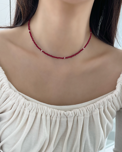 [ATTHEROOM] Silver925 Red Spinel Silver Necklace