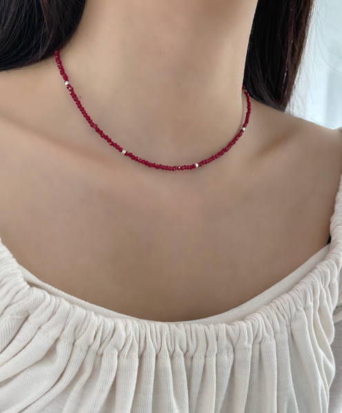[ATTHEROOM] Silver925 Red Spinel Silver Necklace