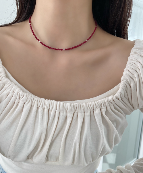 [ATTHEROOM] Silver925 Red Spinel Silver Necklace