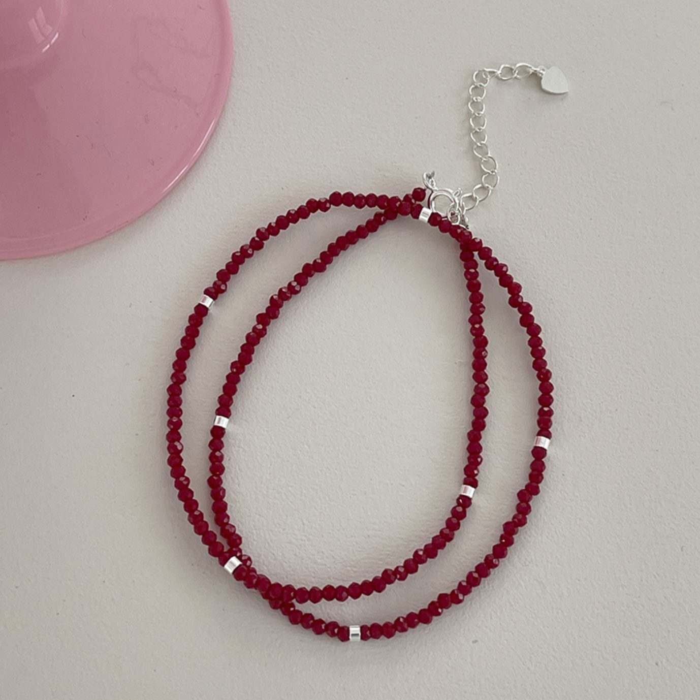 [ATTHEROOM] Silver925 Red Spinel Silver Necklace