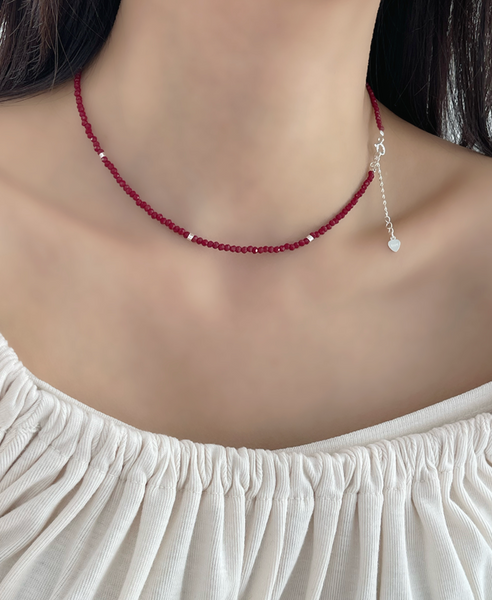 [ATTHEROOM] Silver925 Red Spinel Silver Necklace