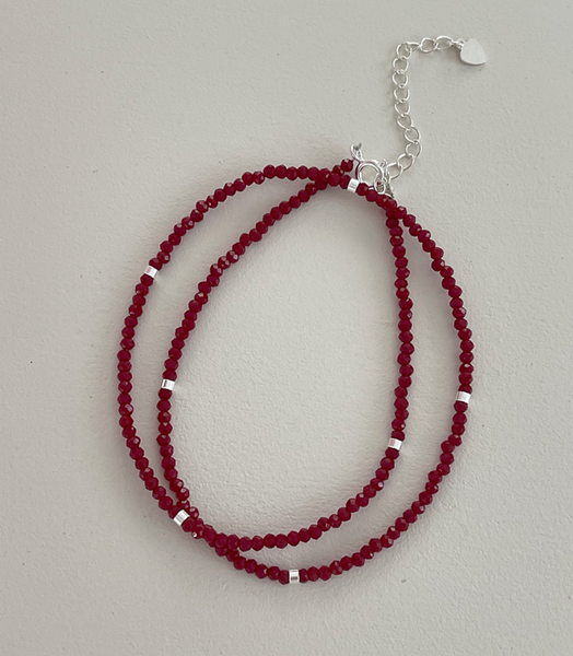 [ATTHEROOM] Silver925 Red Spinel Silver Necklace