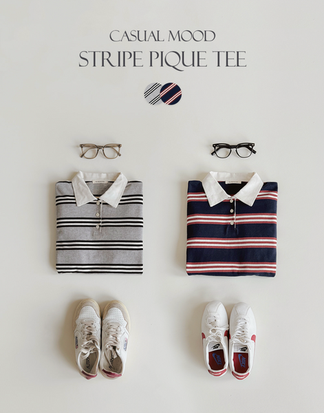 [SLOWAND] # SLOWMADE Catch Stripe Pique T-shirt