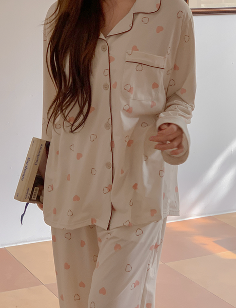 [Juuneedu] Heart Signal Lettering Pajama Set