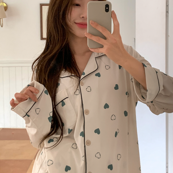 [Juuneedu] Heart Signal Lettering Pajama Set