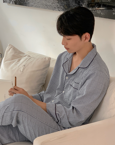 [Juuneedu] Plan Gingham Checkered Pajama Set