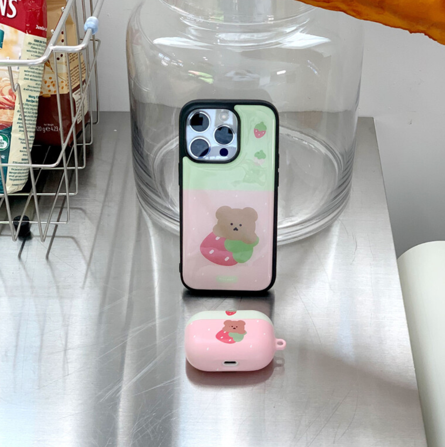 [chanibear] Pink Strawberry Phone Case