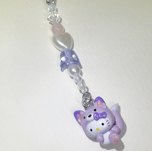 Y2K Purple Fox Hello Kitty Keyring