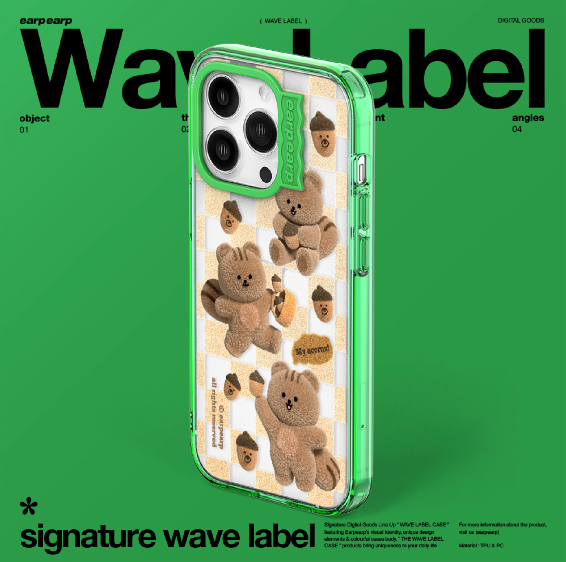 [earp earp] Wave Label Squirrel Clear Phone Case / MagSafe Phone Case