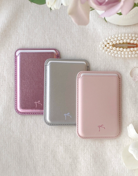 [Romantic Mood] Ribbon MagSafe Card Wallet Holder Pocket