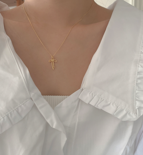 [moat] Elle Ribbon Necklace (silver925)