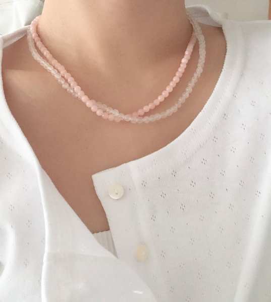 [moat] Pink Ball Necklace (silver925)