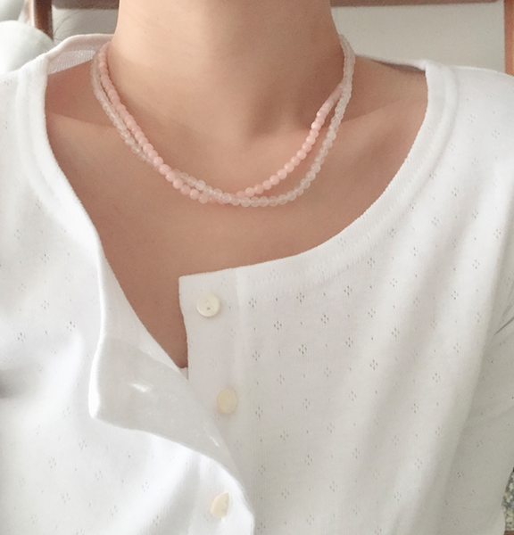 [moat] Pink Ball Necklace (silver925)