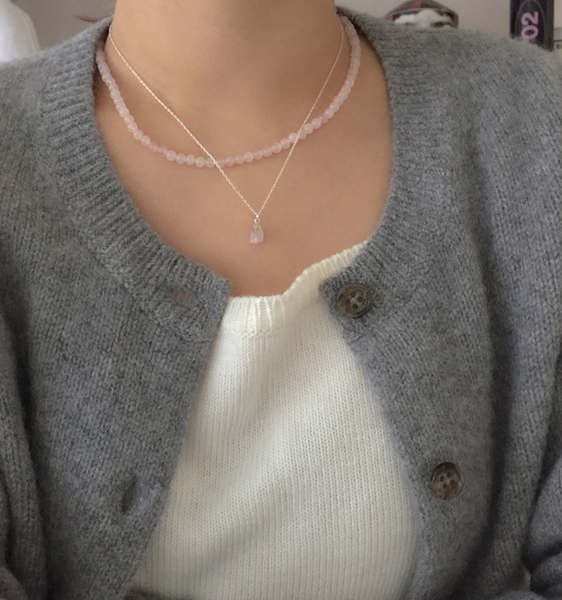 [moat] Pink Ball Necklace (silver925)