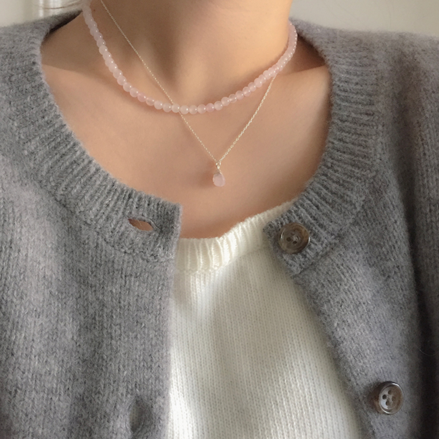 [moat] Pink Ball Necklace (silver925)