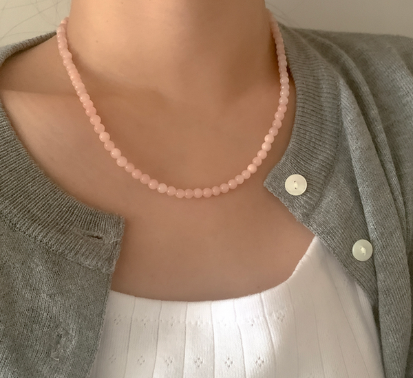 [moat] Pink Ball Necklace (silver925)