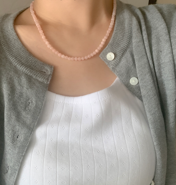 [moat] Pink Ball Necklace (silver925)