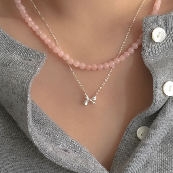 [moat] Sweet Ribbon Necklace (silver925)