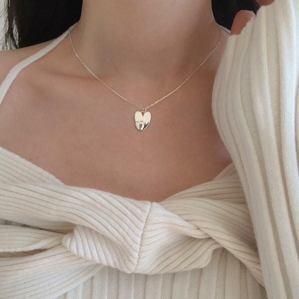 [moat] Double Heart Necklace (silver925)